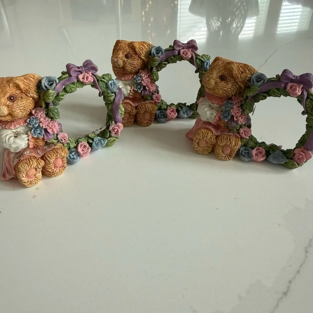 Vintage Easter napkin ring/holders set of three cottagecore floral country decor